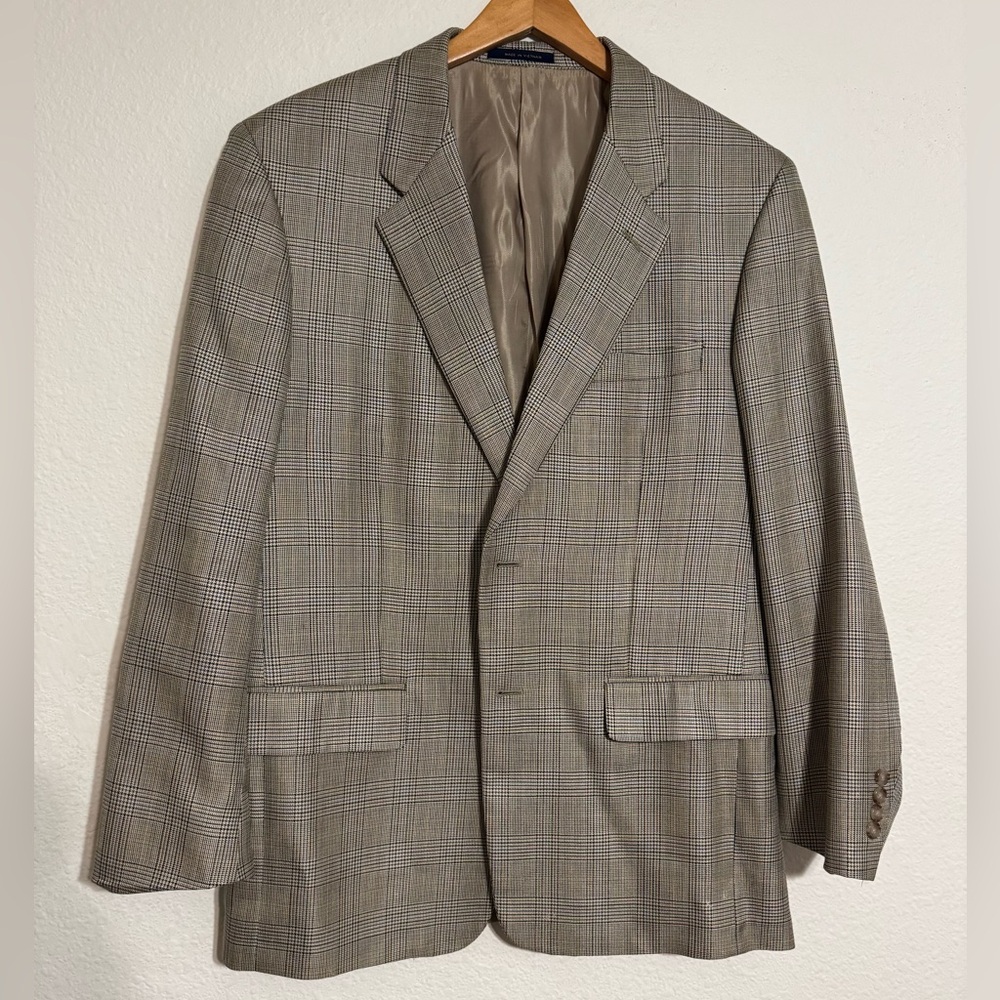 Club Room Men's Glen Plaid Sport Coat - Gray & Tan Size 42 R